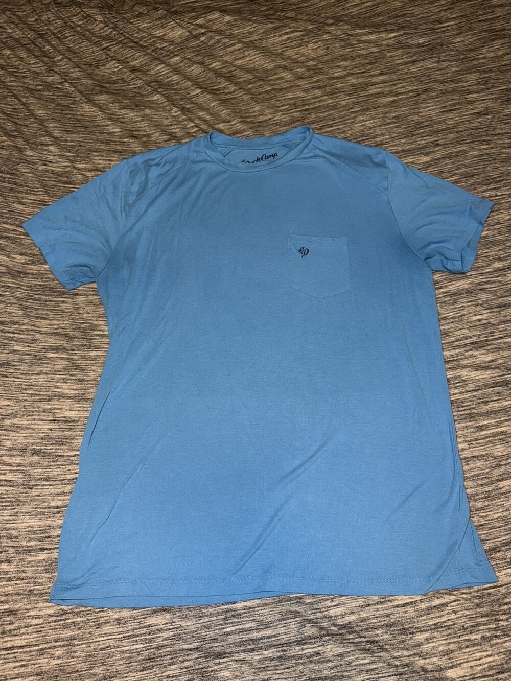 Duck Camp Lightweight Bamboo Pocket Tee T-Shirt Stretch Light Blue Mens Large